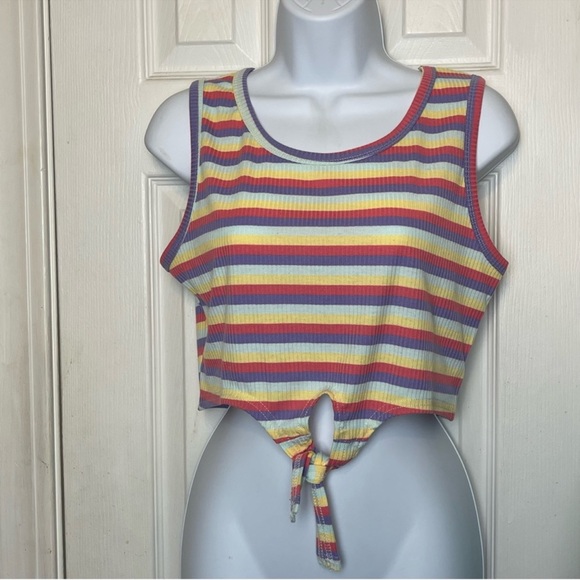 SHEIN Tops - Cute Colorful Striped Front Knot Tank Top